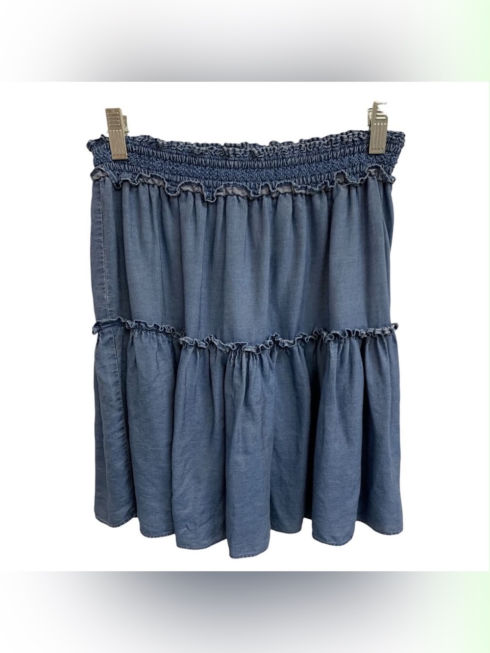 kate spade denim blue tiered smocked mini skirt Sizs XS